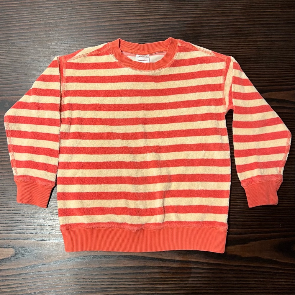Hanna Andersson Kids Striped Loop Terry Crewneck Sweater Size 6-7
